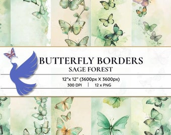 Watercolor Butterfly Digital Paper | Butterfly Digital Art | Square ...