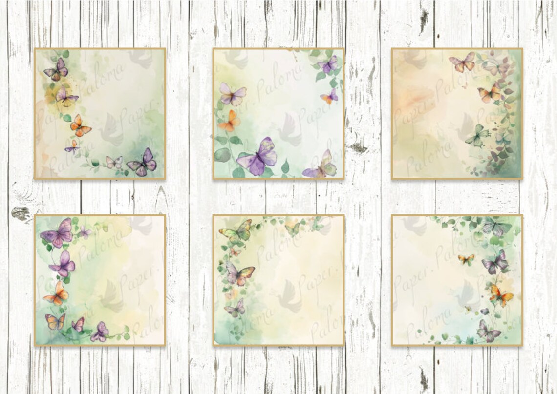 Watercolor Butterfly Digital Paper | Butterfly Digital Art | Square ...