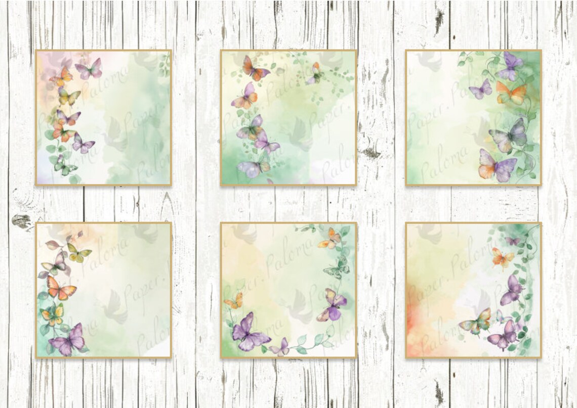 Watercolor Butterfly Digital Paper | Butterfly Digital Art | Square ...