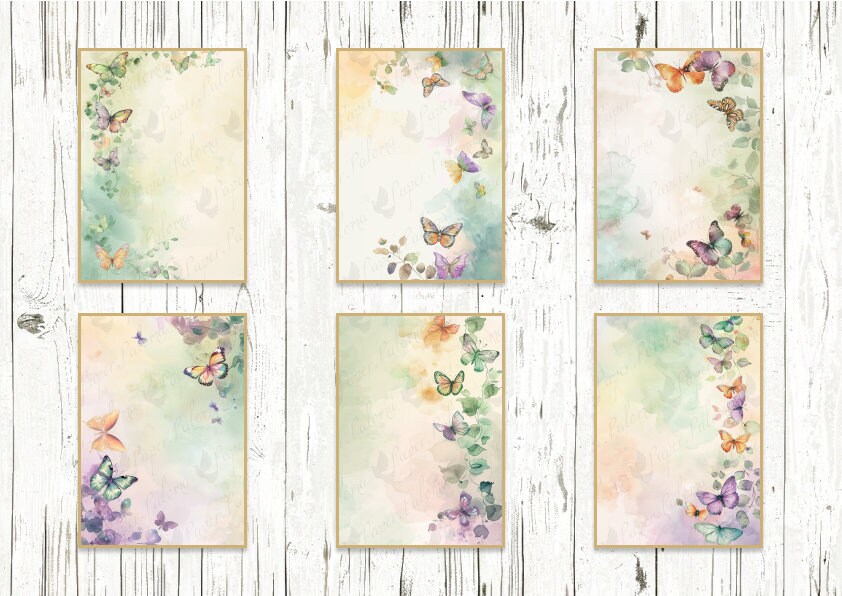 Watercolor Butterfly A4 Size Digital Paper | Butterfly Digital Art ...