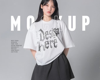 Mockup oversized wit T-shirt | Streetwear PSD en JPG (directe download)