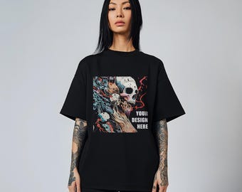 Paquete de maquetas de camisetas negras extragrandes: 10 archivos PSD y JPG (descarga digital)