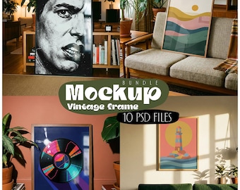 Vintage lijstmodelbundel, verticale muurkunst, PSD JPG (digitale download)