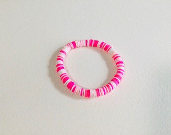 Pink and White Bead Bracelet