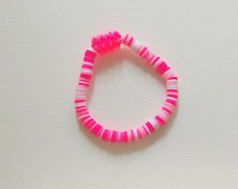 Bracciale con perline rosa e bianche