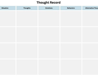 Thought Record Worksheet Etsy