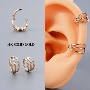 16G 14K Solid Gold Dreibettzimmer Hoop Ohrring/ Knorpel Hoop/Helix Hoop/ 1 STÜCK/ Tragus Hoop/Turm hoop/Conch Ohrring/Minimalist Ohrring/Geburtstagsgeschenk
