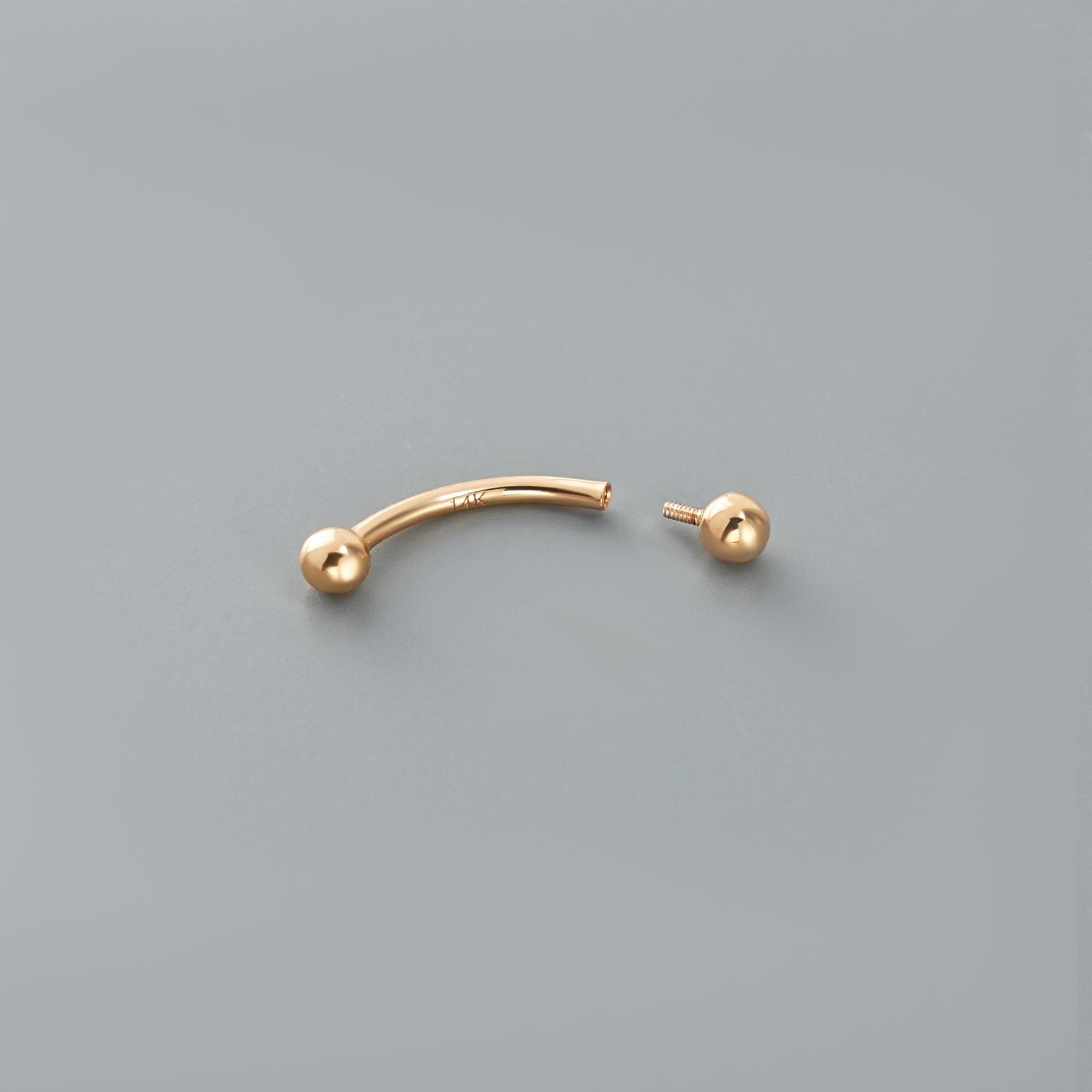 14K Yellow Gold/white Gold Curved Barbell, 16G 6-10mm Eyebrow Ring