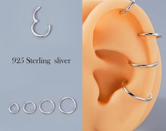 925 Sterling Silver Clicker | 16G/18G/20G Clicker Hoop Earring | 5-12mm | Nose, Septum, Helix, Daith, Conch, Lobe