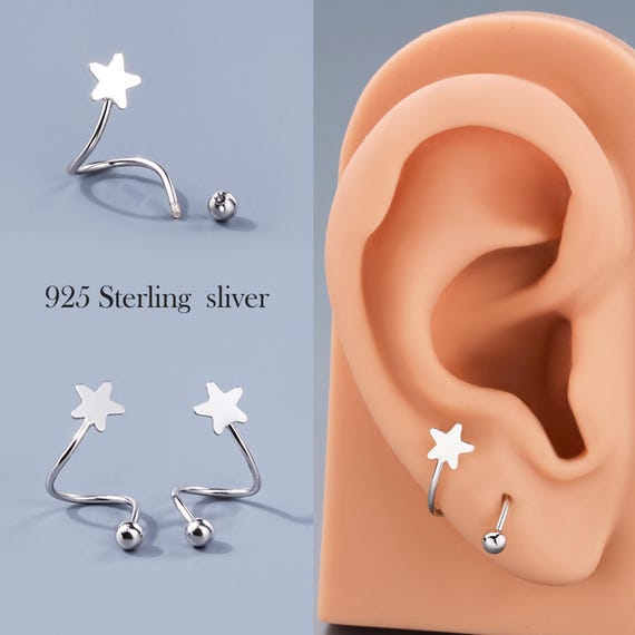 925 Sterling Silver 20G Spiral Helix Earring – Twisted S-shaped