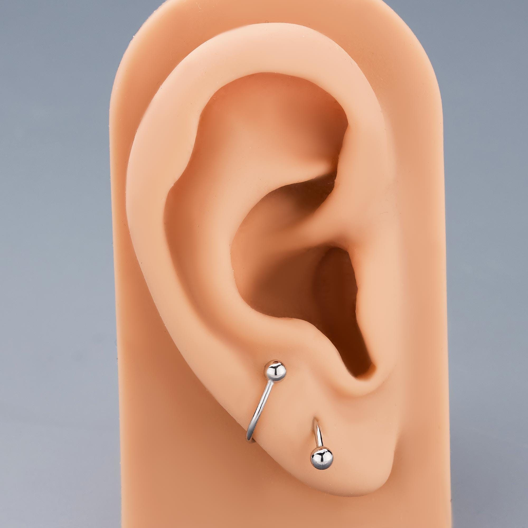 925 Sterling Silver 20G Spiral Helix Earring, Twisted S-shaped