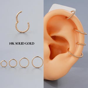 16G 14K Solid Gold Twisted Hoop Earring/Cartilage Hoop/Helix Hoop/1PCS/Tragus Hoop/Rook Hoop/Conch Earring/Minimalist Earring/Birthday Gift