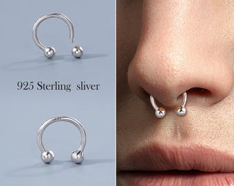 Anello per setto in argento sterling 925, ferro di cavallo da 16G da 8 mm, cerchio minimalista in argento per piercing alla cartilagine, elica, daith, trago, gioielli per il corpo unisex