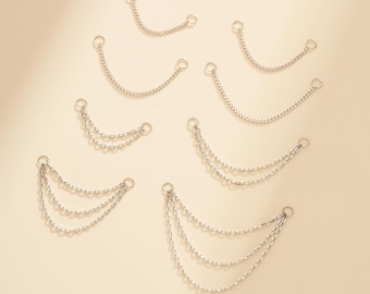 14 kt witgoud enkel/dubbel/drielaags kettinghanger, veelzijdige schakel voor oorstekers, kraakbeenpiercings hoepeloorbellen, elegante druppelketting