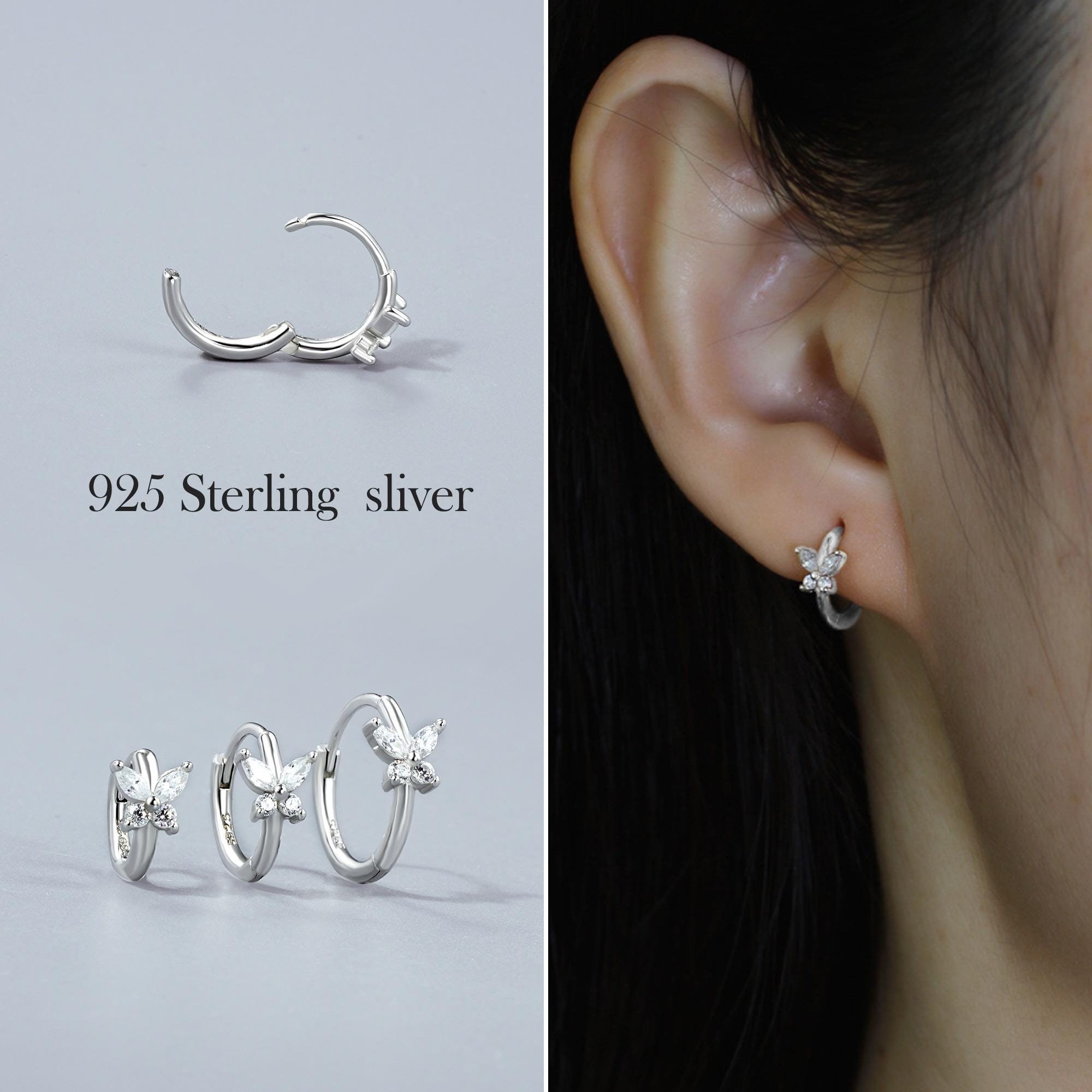 Orecchini FARFALLA Argento Colore di Lega 925 Sterling