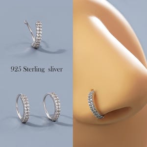 925 Sterling Silver Nose Hoop – Adjustable Open End Nose Ring, 20G 8mm Nose Piercing Hoop, Nostril Hoop, Nose Screw, CZ Nose Jewelry 1pc
