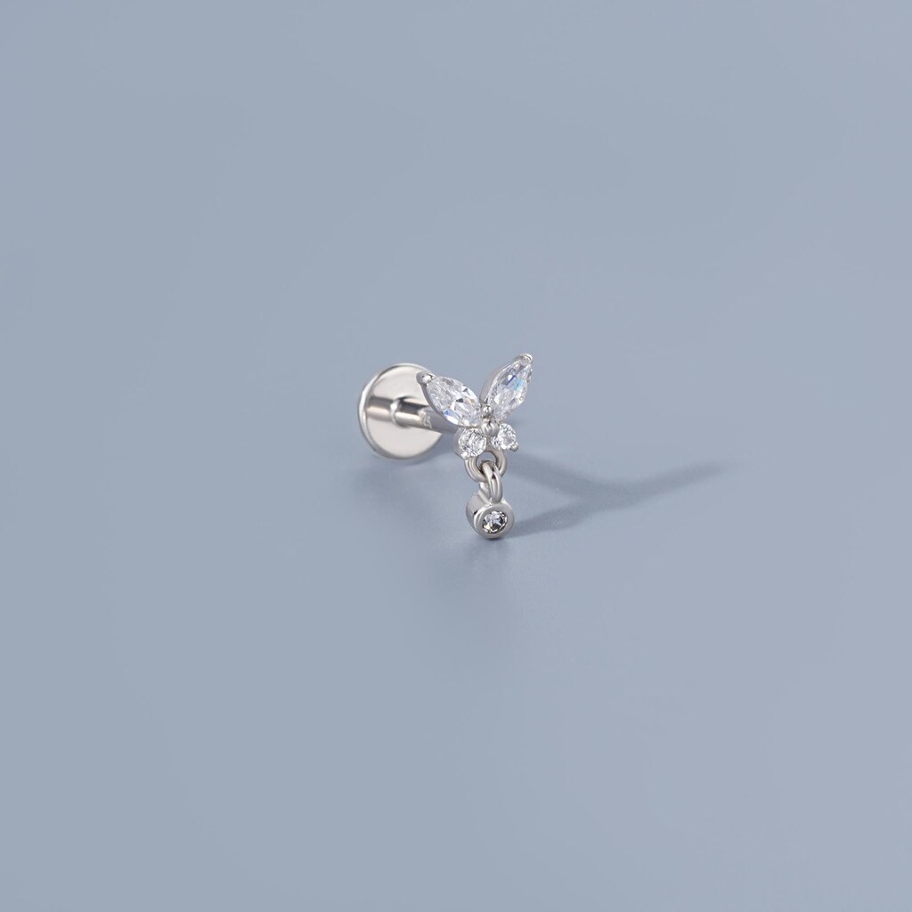 Orecchini A Farfalla Per Cartilagine In Argento 925 – 18G, 7mm – Minimalisti, Per Helix, Tragus, Lob – Regalo Donna