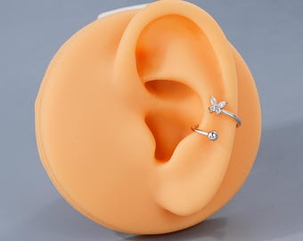 Piercing Helix 16G Acier 316L Threadless CZ Clair - Bijou Cartilage Oreille 6/8 Mm Femme Homme