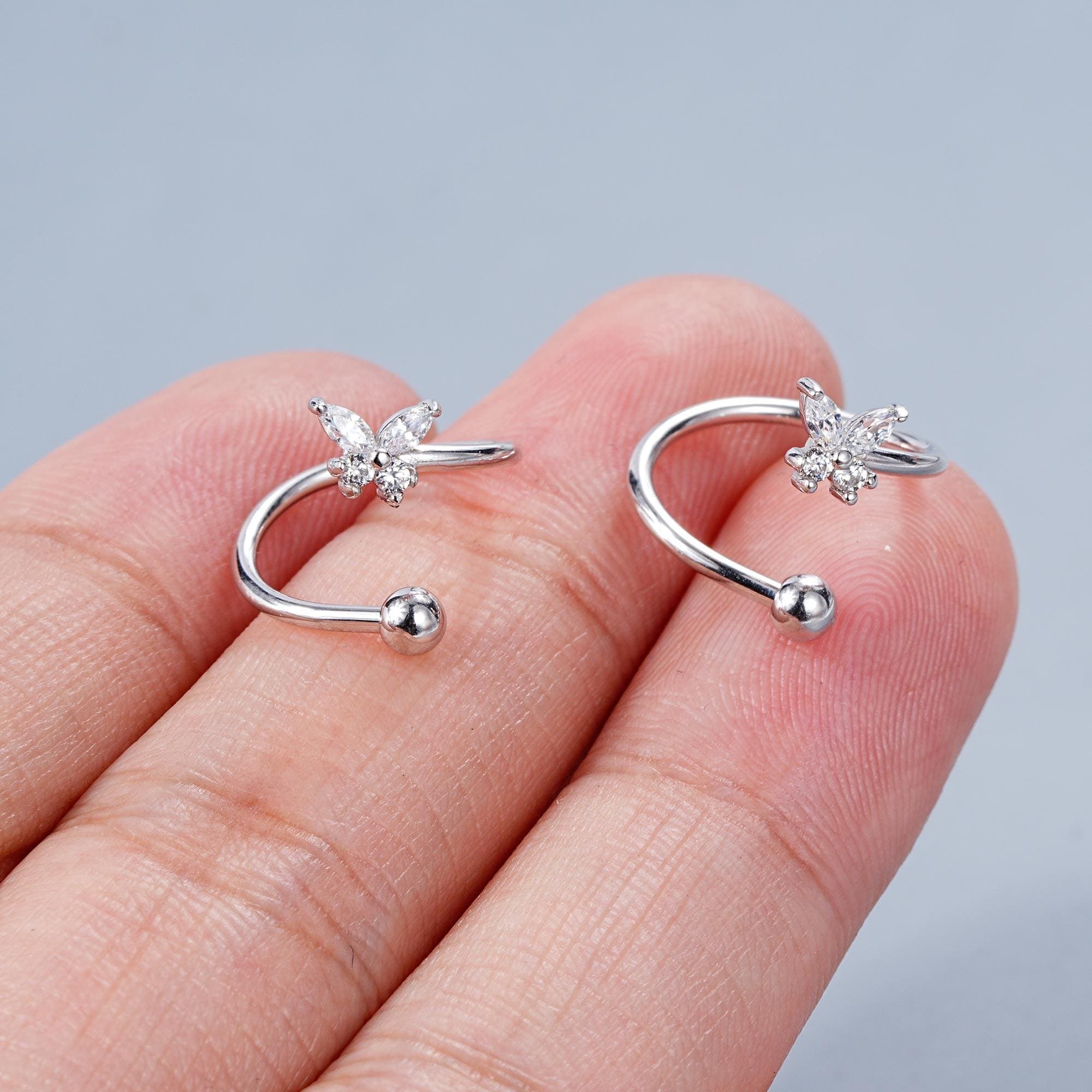 925 Sterling Silver 16G Spiral Cartilage Hoop Earring
