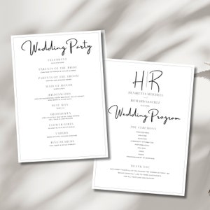 Minimalist Wedding Program Template: Order of Service (Digital Download)