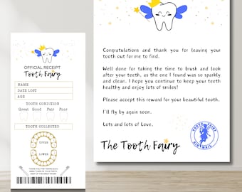 Zahnfee Brief & Quittung Set: Urkunde zum Ausdrucken (Instant Download)