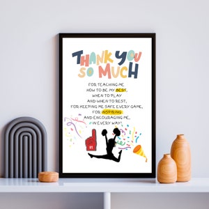 Cheer Coach-cadeau, bedankt muurkunst afdrukbare, direct download, 5 variaties