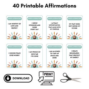 Affirmation cards, positive quote flash cards, affirmations cards, self esteem, confidence, self care, therapy office decor, self love, cbt
