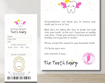 Tooth Fairy Letter & Receipt: First Tooth Certificate (Instant Download)