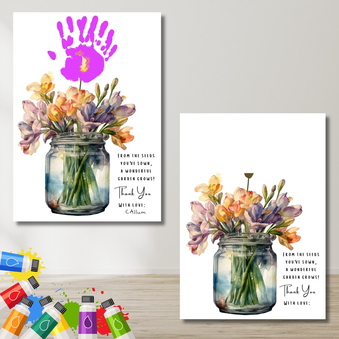 Teacher Appreciation Handprint Art: Floral Thank You Gift (PDF) - Etsy