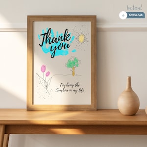Carte de remerciement à imprimer pour le professeur et oeuvre d'art murale à encadrer Imprimable pour le cadeau de remerciement pour le professeur Téléchargement immédiat