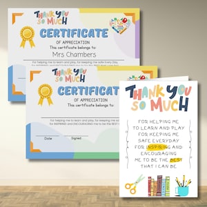 Merci beaucoup, carte de remerciement, certificat et oeuvre d'art murale | Lot cadeau imprimable téléchargement immédiat