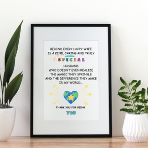 Para minha esposa professora, Atrás de cada esposa feliz, Arte de parede de aniversário para impressão, Presente de aniversário para download instantâneo para marido, Ortografia dos EUA