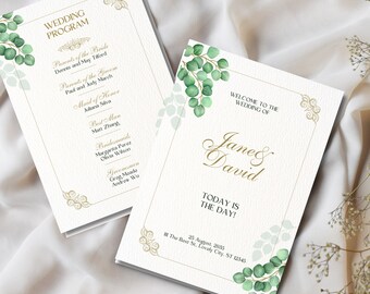 Floral Wedding Program Template: Order of Service (Editable Canva, Instant Download)