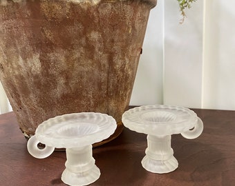 Vintage Frosted Glass Candle Holders.