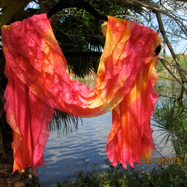 Women's shawl, summer shawl, pashmina shawl, ruffled shawl, silky shawl, fashion shawl, lightweight wrap, summer stole in tropical colors