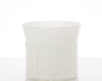 Orrefors (Sweden) "Flora" white smaller size glass vase, flower pot designed by Olle Alberius 12cm