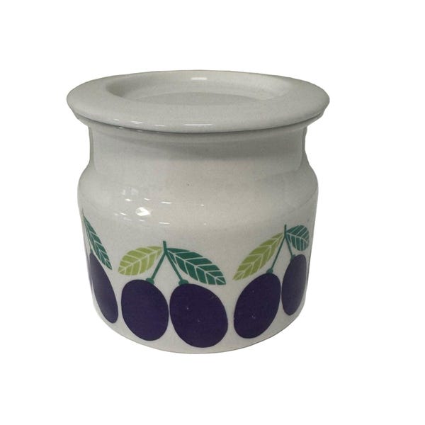 Arabia (Finland) "Pomona" plum jam pot designed by Raija Uosikkinen