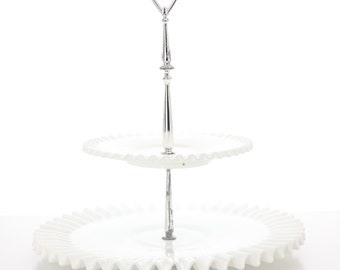 Fenton (USA) milk glass two tier cake stand