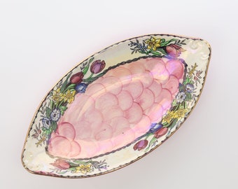 Maling (England) lustre pink thumb print flower dish