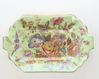 Maling (England) lustre butterfly roses and bird dish