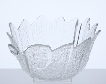 Orrefors (Sweden) "Eden" glass larger sized leaf bowl designed by Lars Hellsten 26.5cm