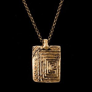 LABYRINTH NECKLACE, labyrinth jewelry, maze necklace, greek labyrinth, Meditation Necklace, ancient coin necklace, gold layering necklace