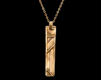 18K Gold Plated Art Deco Pendant Necklace, Geometric Long Boho Necklace