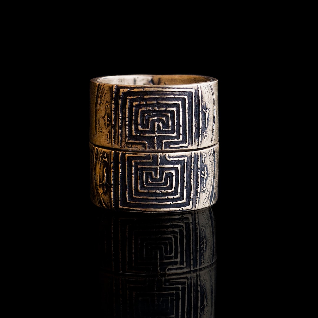 Labyrinth Brass Ring, Greek Maze, Meditation Jewelry - Etsy