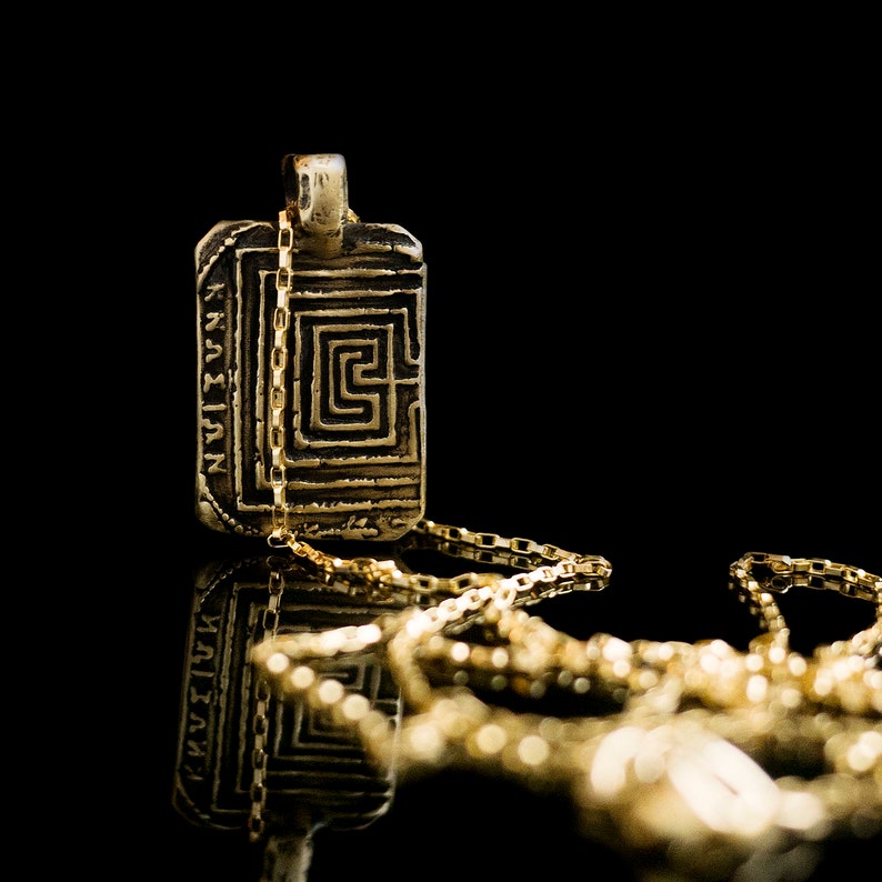 LABYRINTH NECKLACE, Labyrinth Jewelry, Maze Necklace, Greek Labyrinth 
