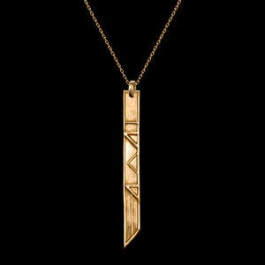 18K Vergoldete ART-DECO-Halskette, lange Halskette, langer Anhänger, geometrische Halskette, Goldgeometrische Halskette, Art-Deco-Anhänger