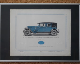 Antique Car Print-L'Auto Carrosserie Print, Decouvrable in a frame