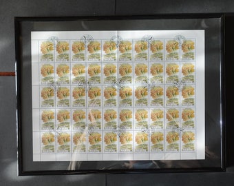 Feuille de timbres-poste encadrée de Hongrie, 1990 région viticole de Badacsony