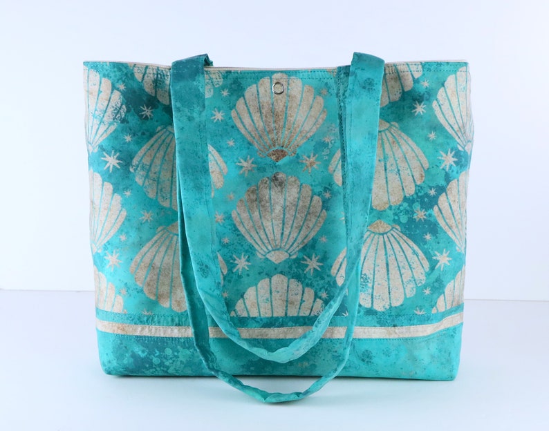 Seashells Seafoam Aqua Green Shoulder Bag Purse Ocean Beach tote Sea Shells handbag image 7