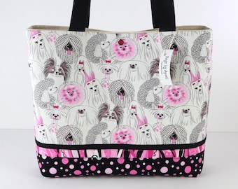 Pink Pooches Shoulder Bag Purse Valentine Gift handbag Dog Lover tote